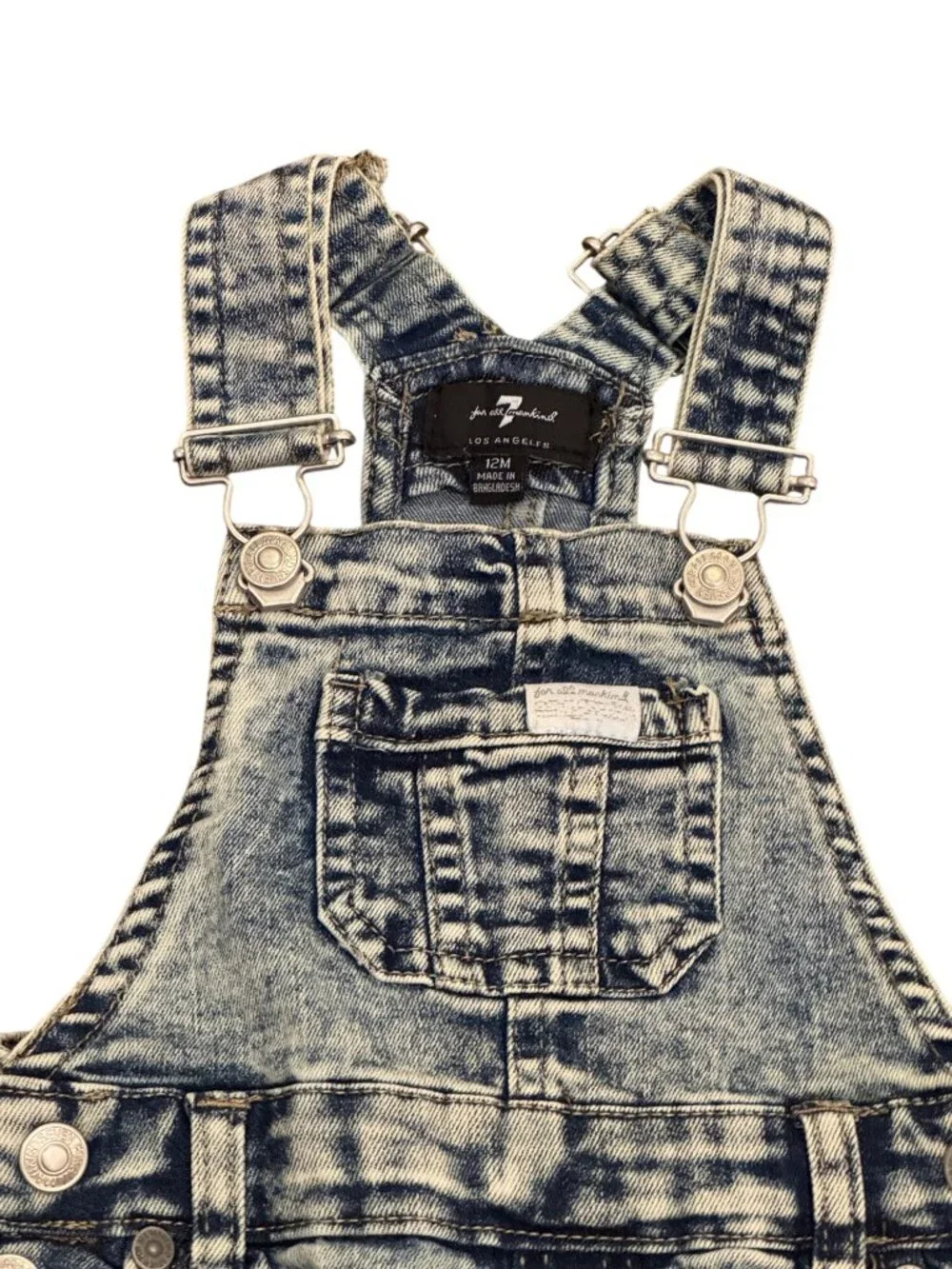 7 For All Mankind Baby Denim Overall Skirt 12M Acid Wash Distressed